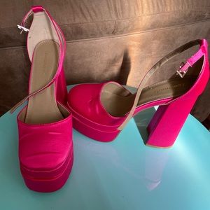 Hot pink platform heels